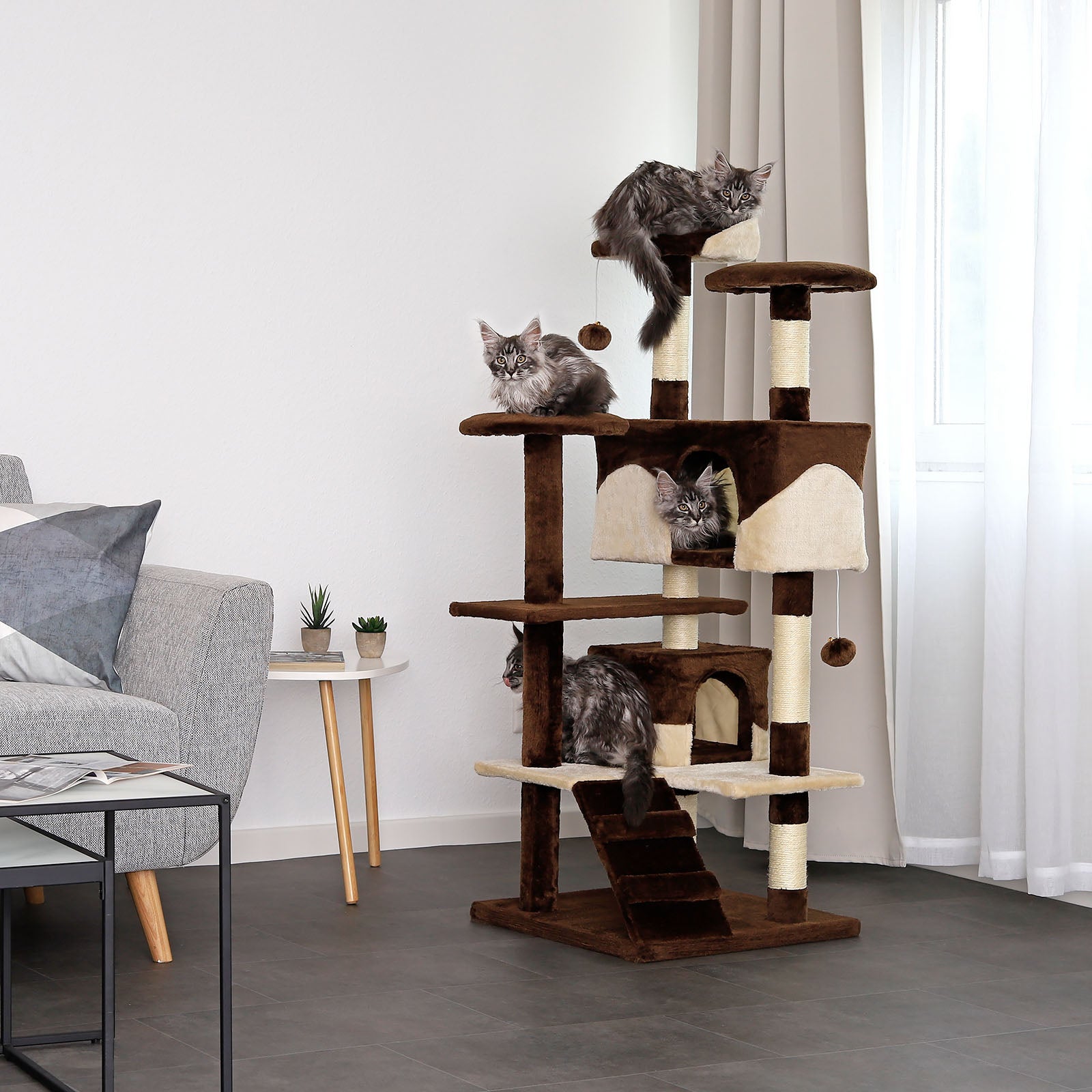 Lionto Katzenkratzbäume tiragraffi gatto 130 cm nero bianco