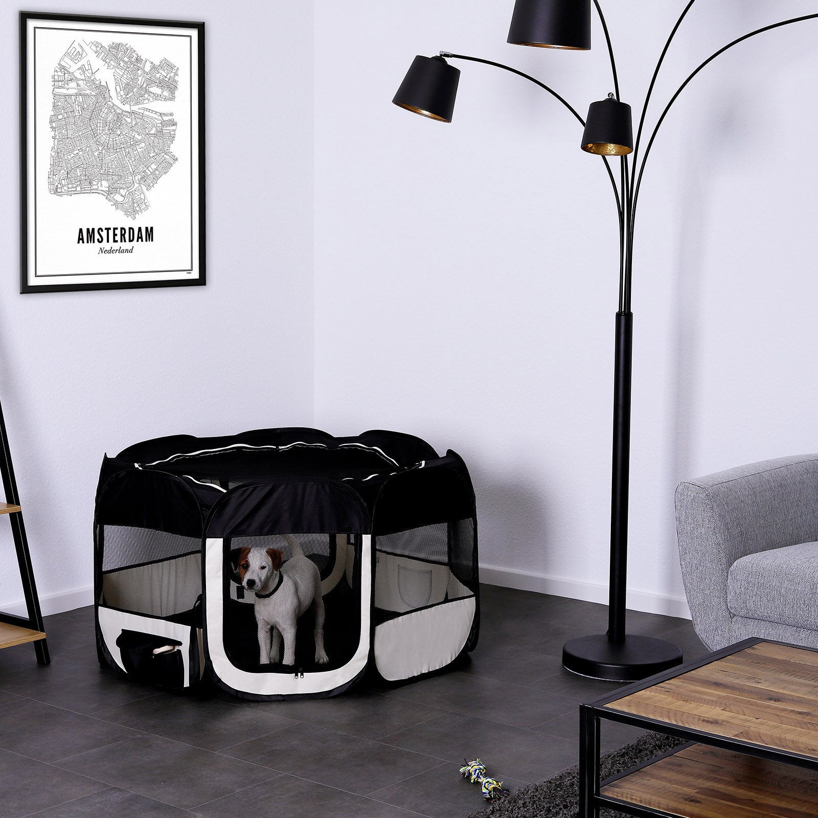 Lionto Welpenausstattung recinto 110 cm nero/beige