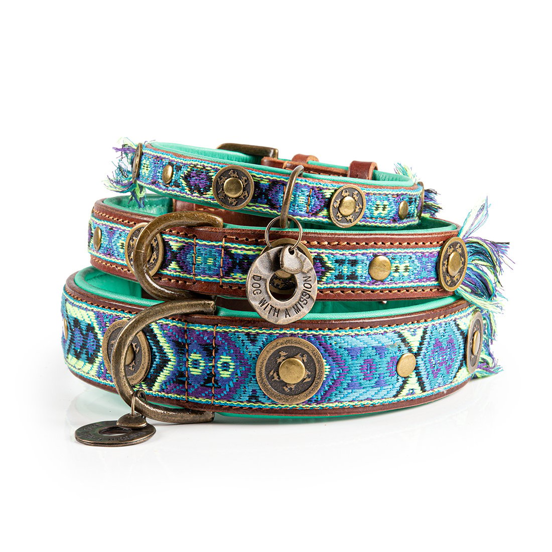 Dog with a Mission Boho Juan XS collare cane pelle blu 25-29 cm