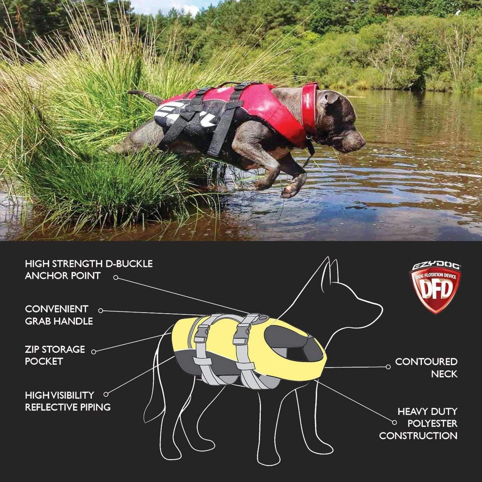 EzyDog Dog Life Jackets DFD salvagente cane L rosso