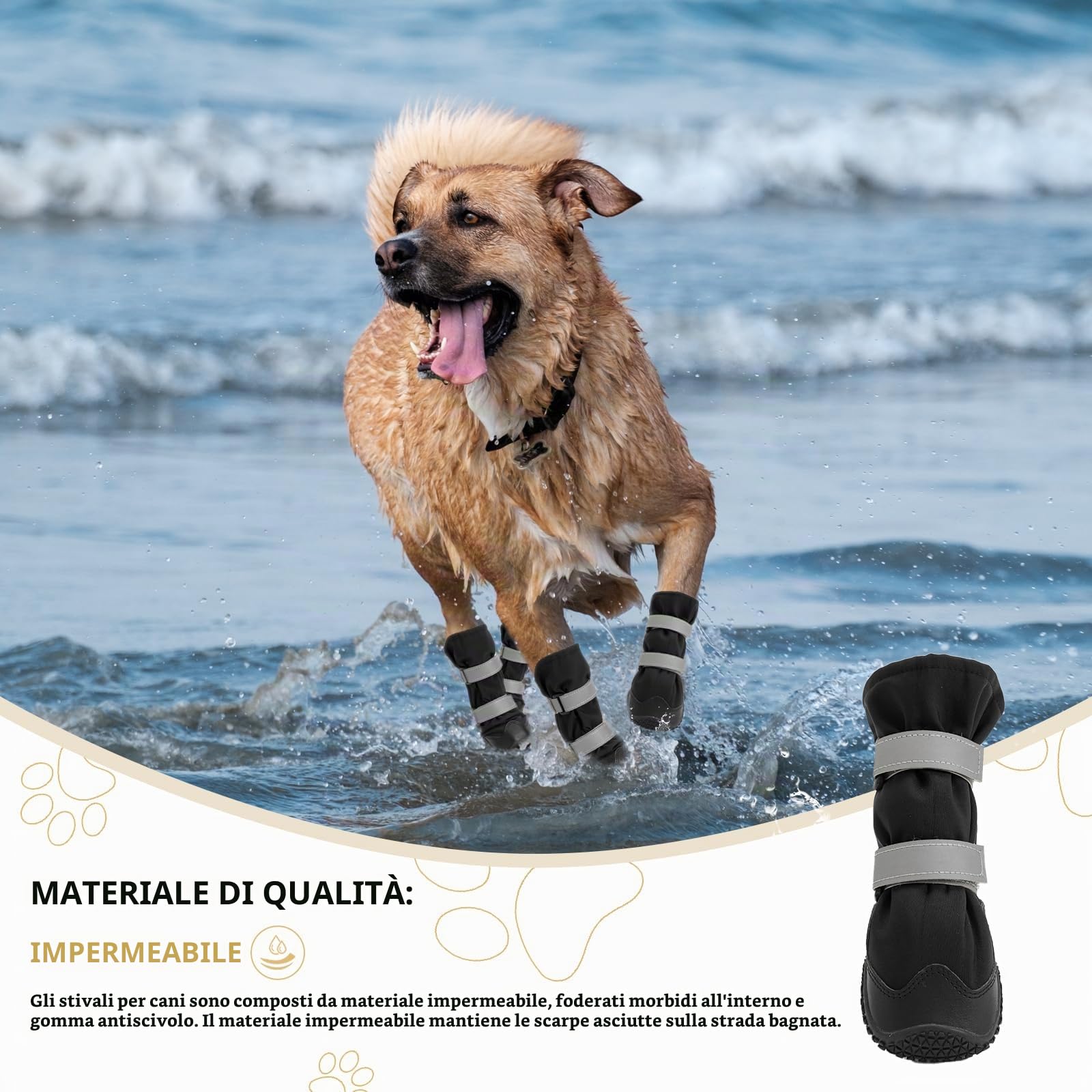 OHCOZZY Scarpette Cani Stivali Impermeabili M Nero 4 Pezzi