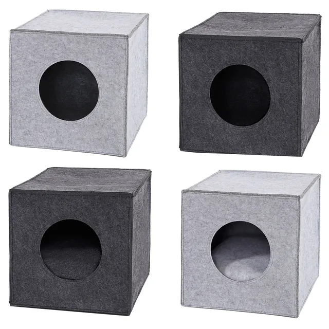 Lionto Katzenbettchen grotta feltro grigio scuro con cuscino