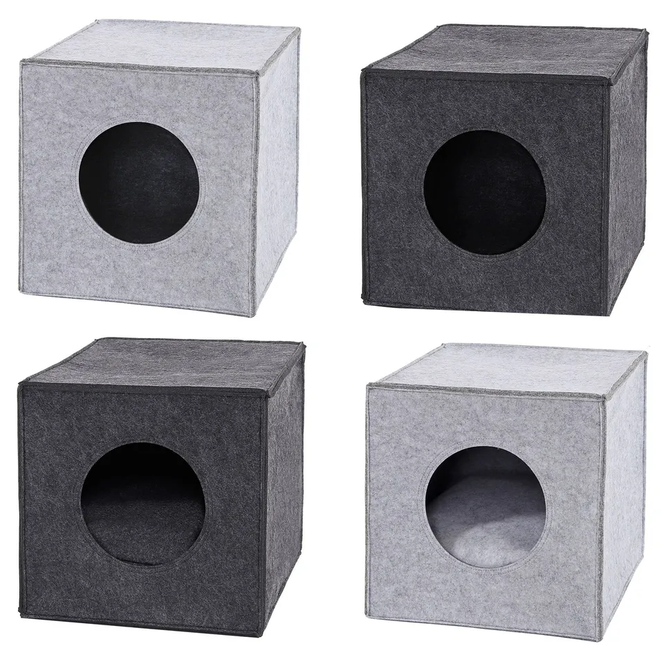 Lionto Katzenbettchen grotta feltro grigio scuro con cuscino