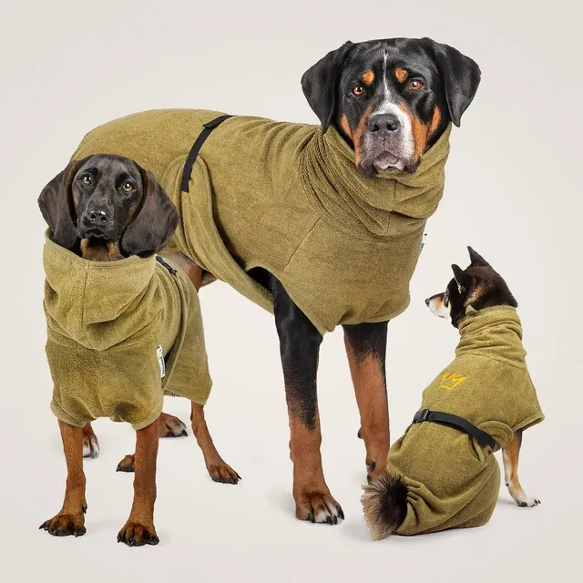 Rudelkönig Hundepflege accappatoio cane cotone khaki L