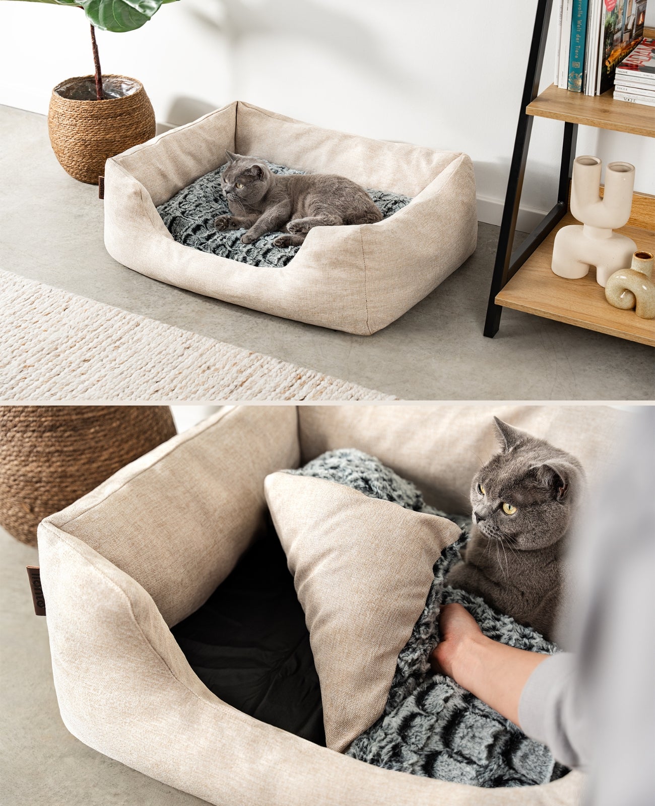 Lionto Katzenbettchen letto beige 60x50x22 cm reversibile
