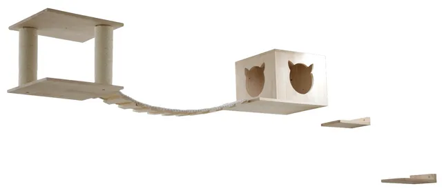 Kerbl Cat Scratch Top parete arrampicata gatto legno 5 pezzi