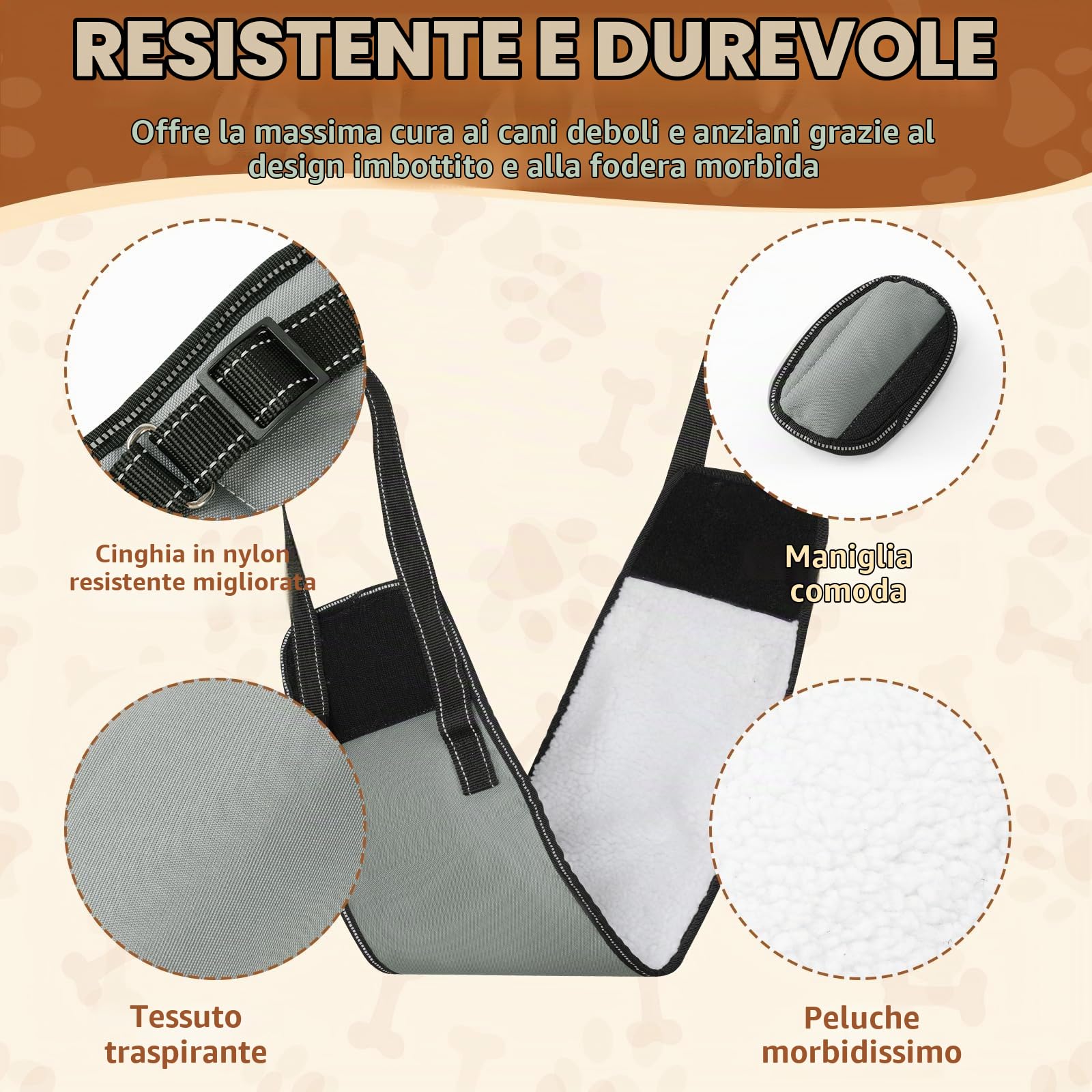 OHCOZZY Pettorine pettorina supporto posteriore cane S grigio