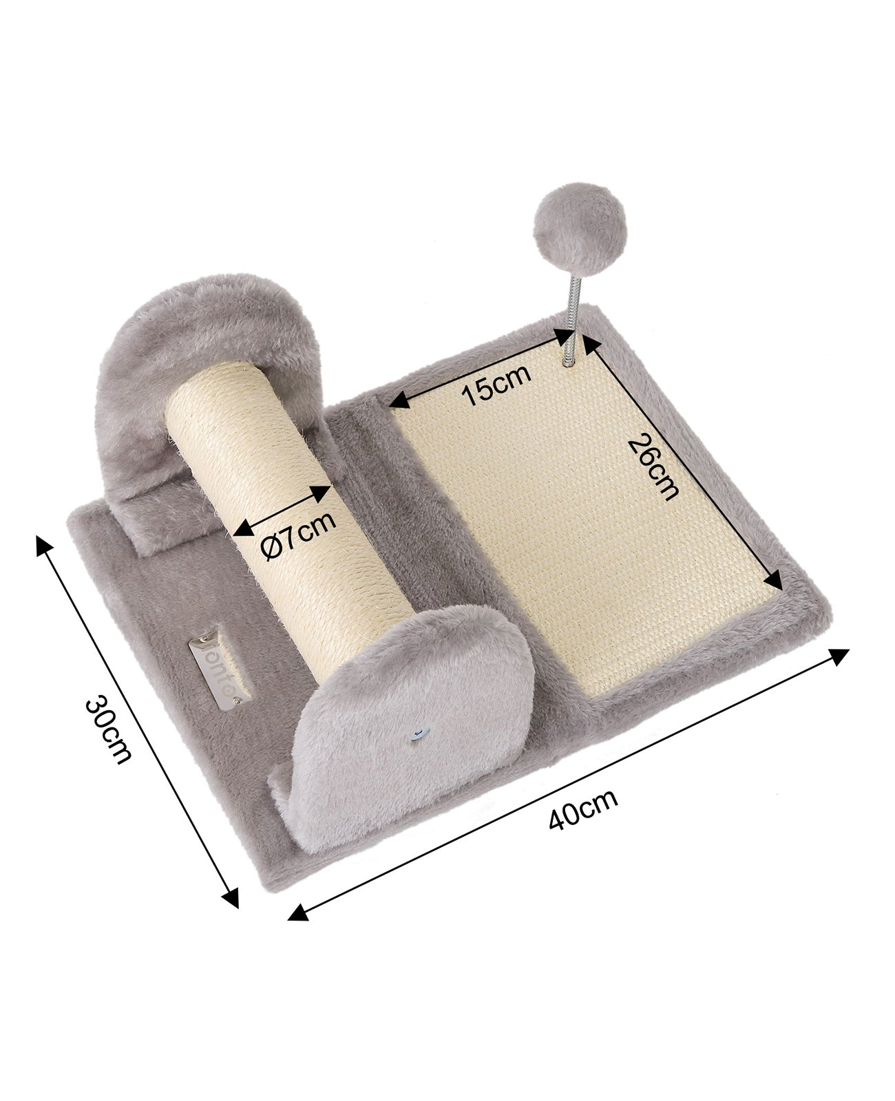 Lionto Katzenkratzbäume tiragraffi sisal 40x30 cm grigio con palla