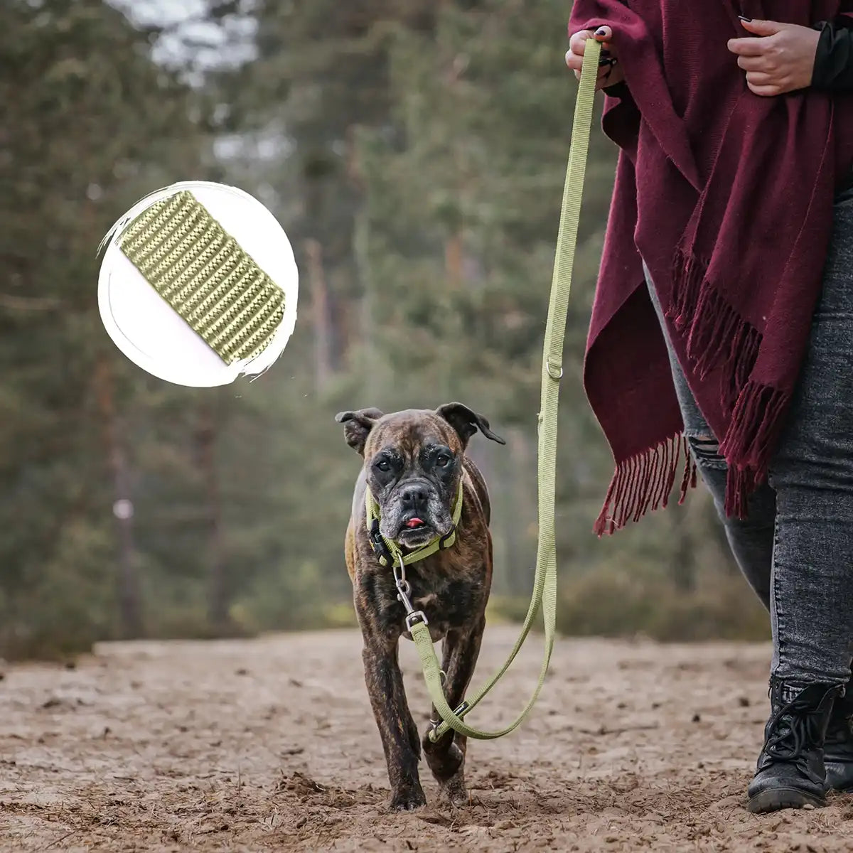 Rudelkönig Frida Guinzaglio Cane Khaki Regolabile 360°