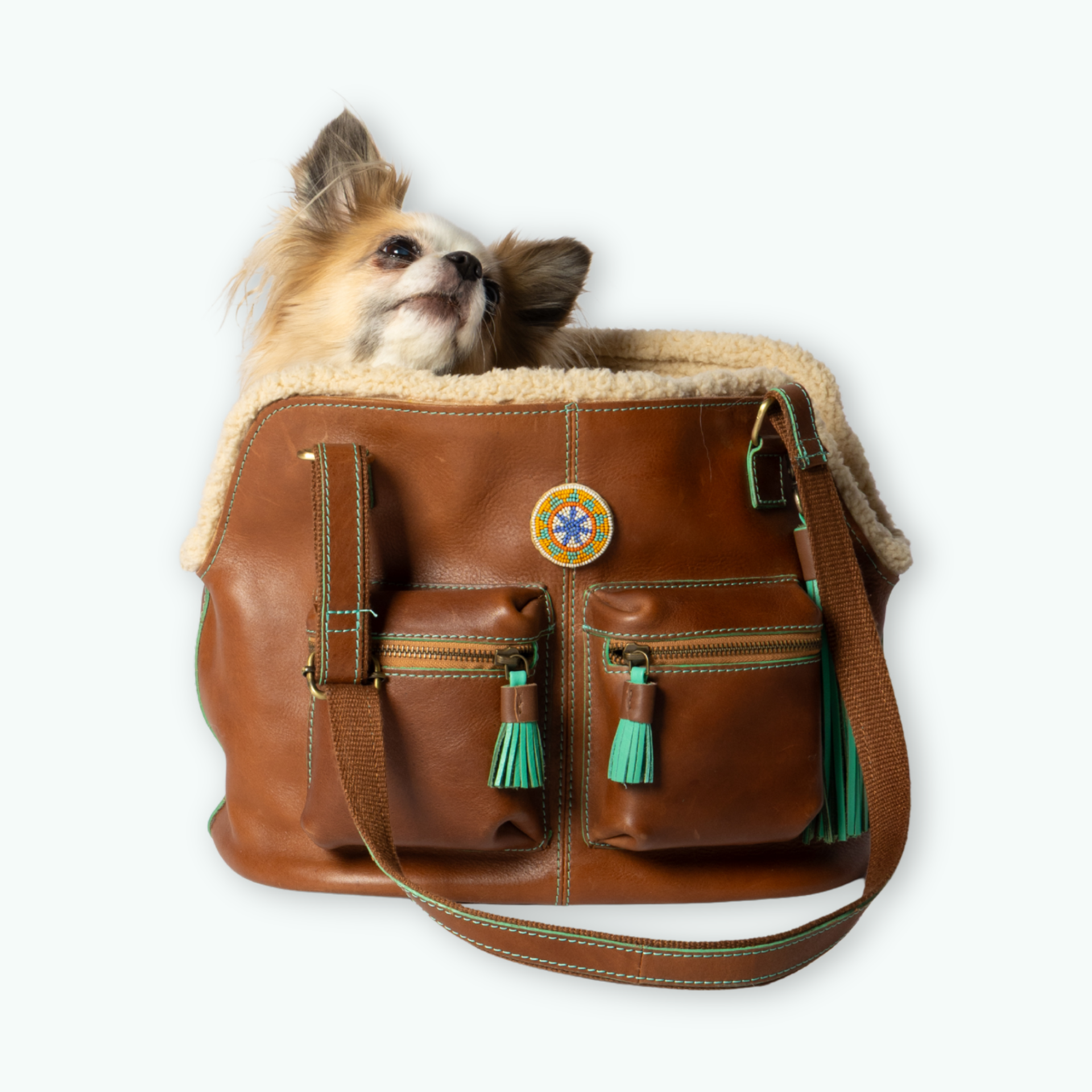 Dog with a Mission Blondie borsa cane pelle marrone fino a 5 kg