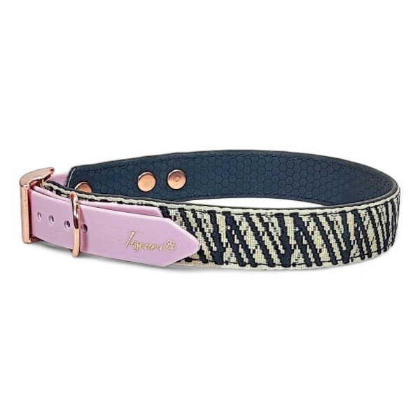 Toscani Vasari Collare per Cani Nero Lurex Oro Rosa