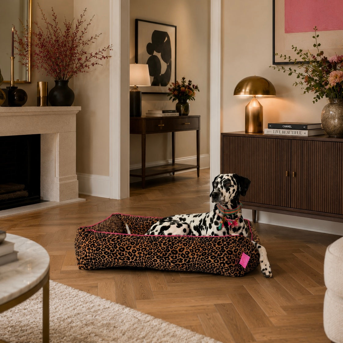 Dog with a Mission Lazy Leopard cuccia cane L leopardo velluto