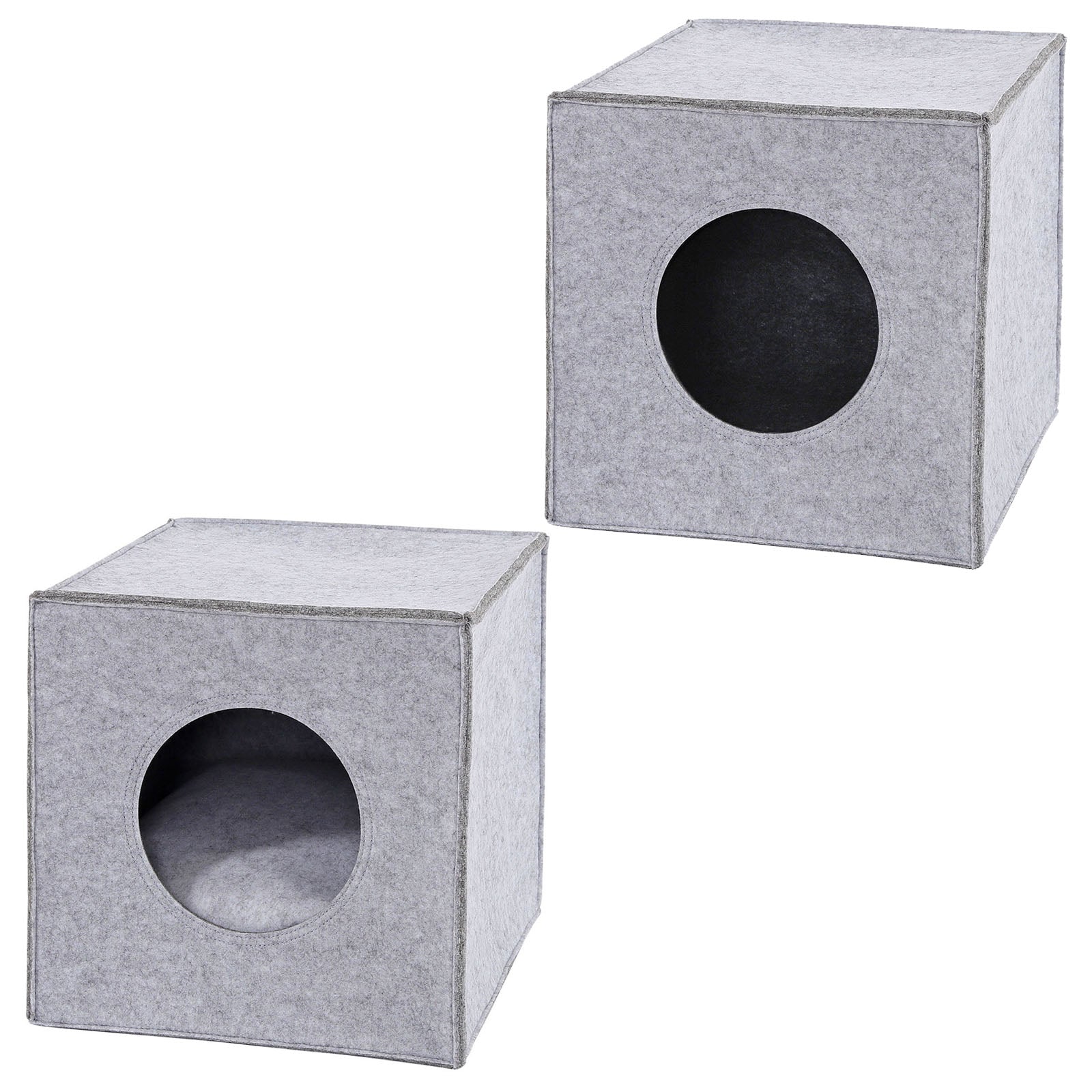 Lionto Katzenbettchen grotta feltro grigio scuro con cuscino