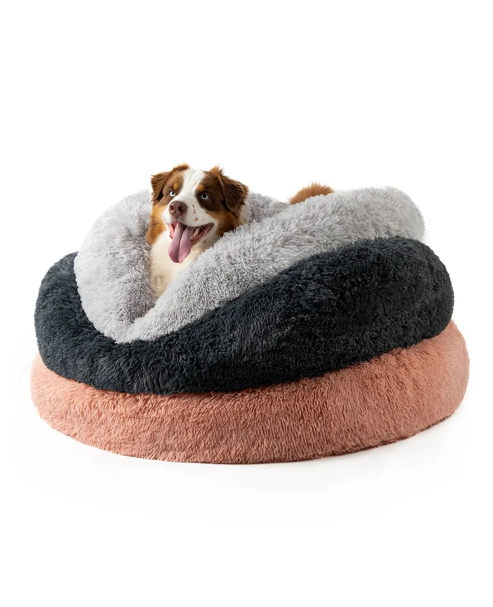 Lionto Hundebetten cuccia donut 60 cm grigio scuro peluche