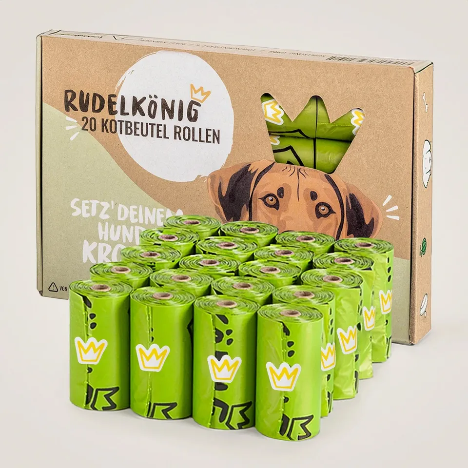 Rudelkönig sacchetti cane riciclati verdi 18 rotoli+dispenser