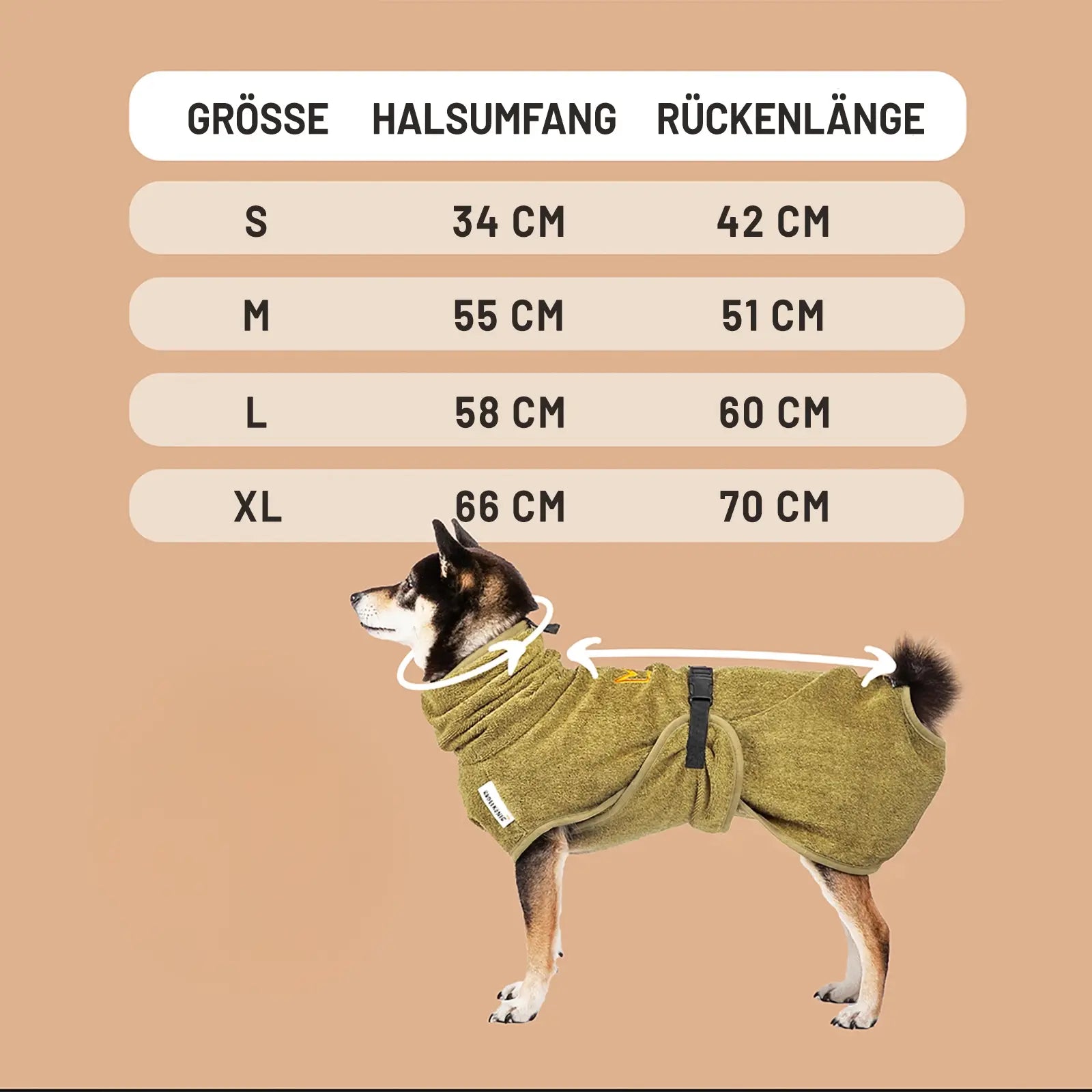 Rudelkönig Hundepflege accappatoio cane cotone khaki L