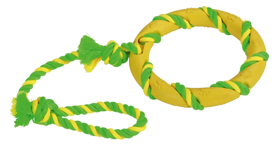 Kerbl Pet Ring on a Rope gioco cane anello corda gomma
