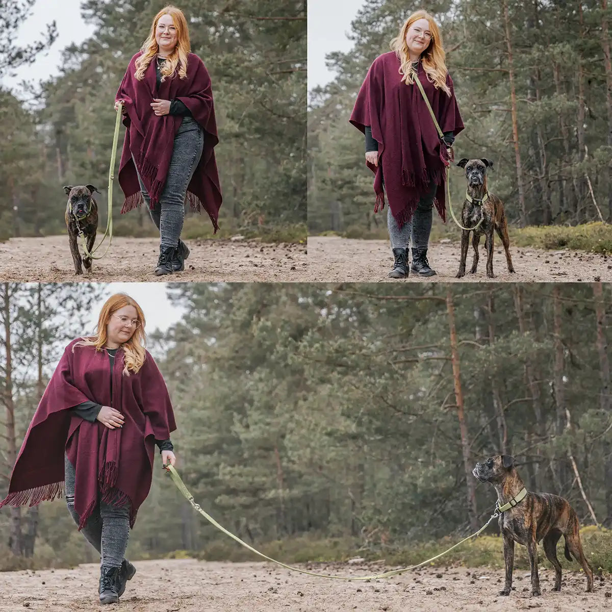 Rudelkönig Frida Guinzaglio Cane Khaki Regolabile 360°