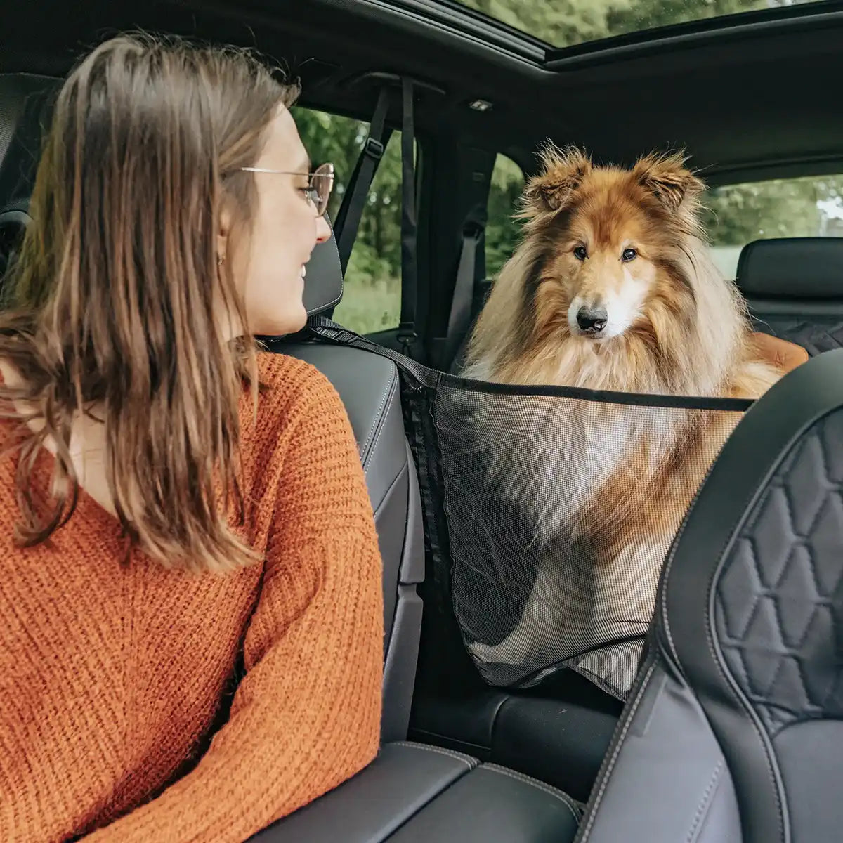 Rudelkönig Reisen mit Hund Rücksitzschutz coprisedile auto nero