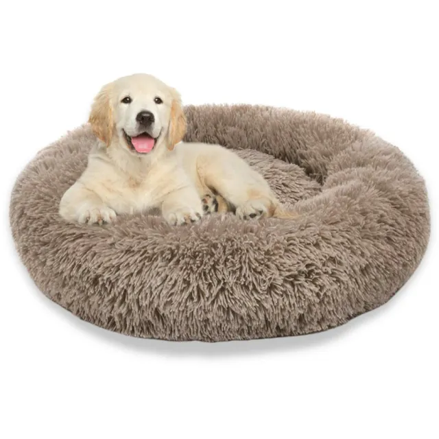 Toscani Vet Bed cuscino ciambella fluffy marrone chiaro cani