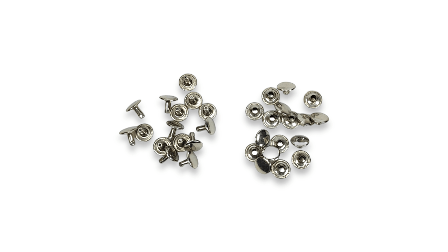 Toscani Rivetti e Borchie Doppia Testa Acciaio Argento 10mm