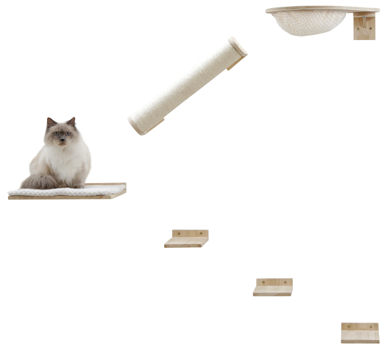 Kerbl Pet Rocky parete arrampicata gatto legno 6 pezzi sisal