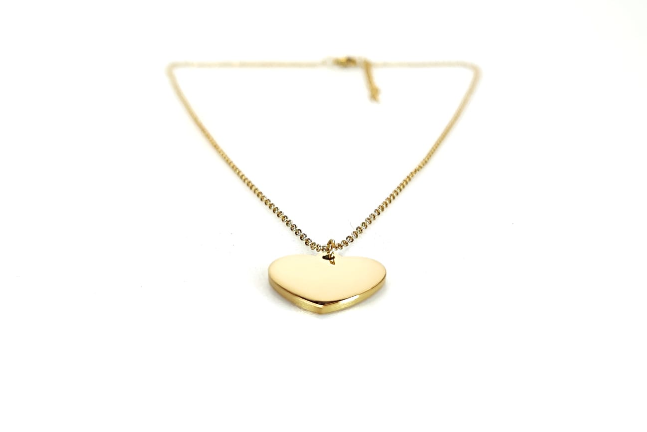 Toscani Gadget Collana cuore acciaio dorata incisa