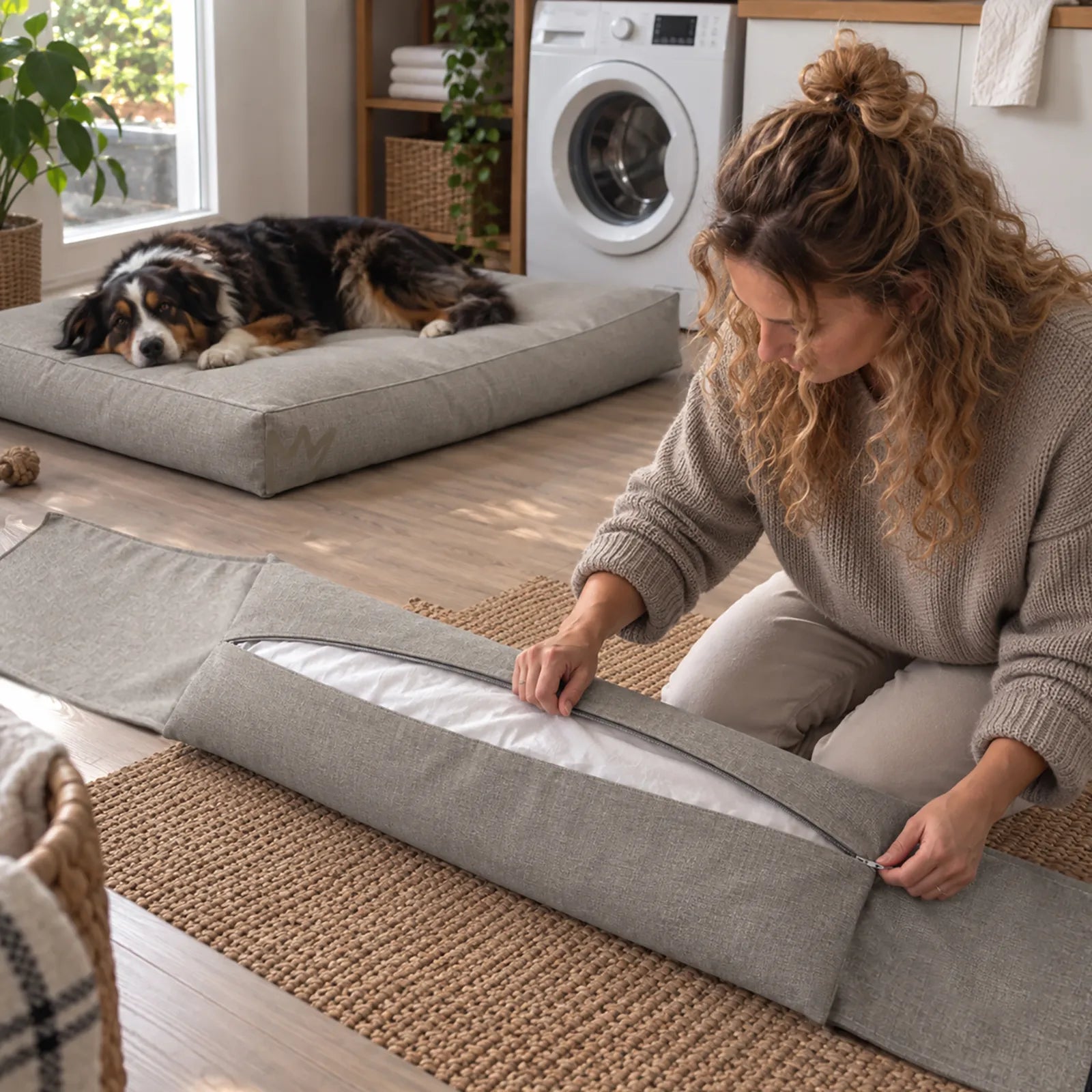 Rudelkönig Sluma cuccia cane memory foam beige con cuscino M