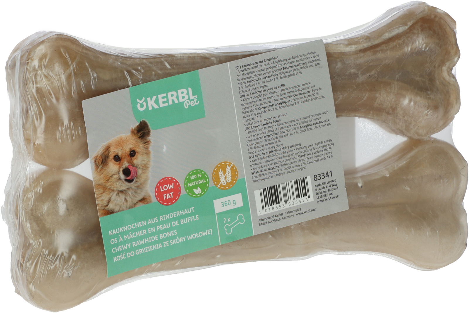 Kerbl Pet Rawhide Bone Osso pelle bovina cane da masticare