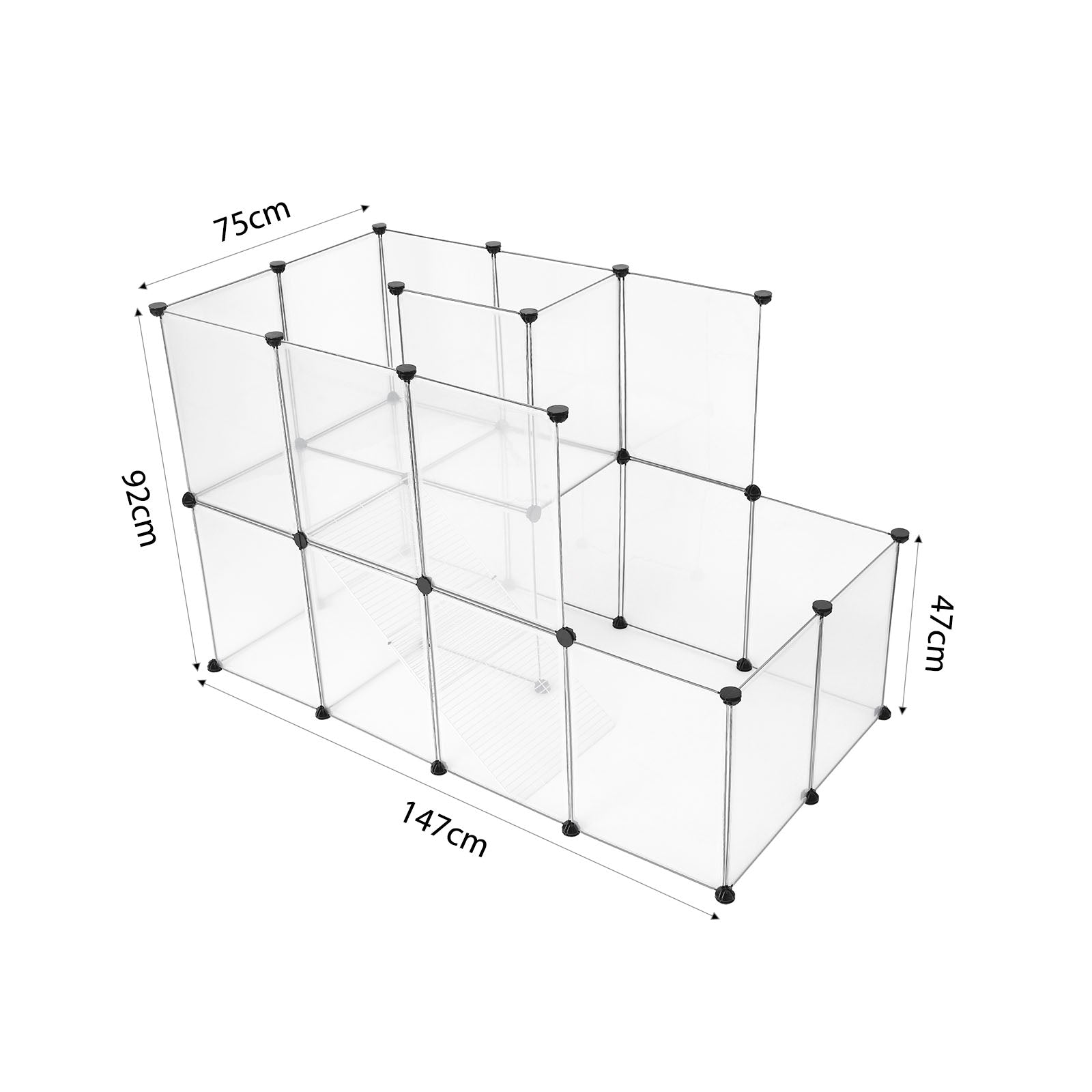 Lionto Kleintiergehege recinto plastica 2 piani 147x75 cm