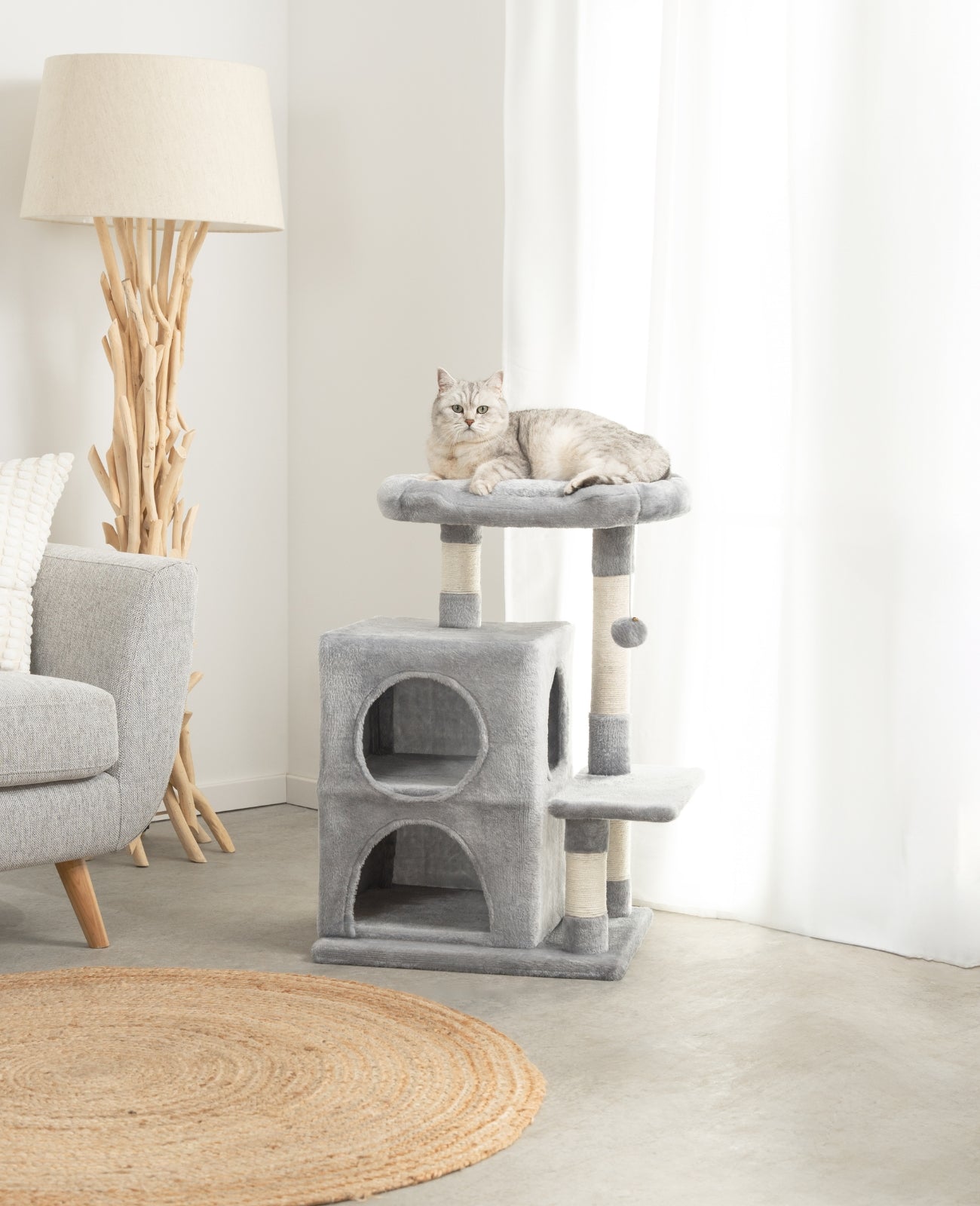 Lionto Katzenkratzbäume tiragraffi gatto 80 cm grigio chiaro