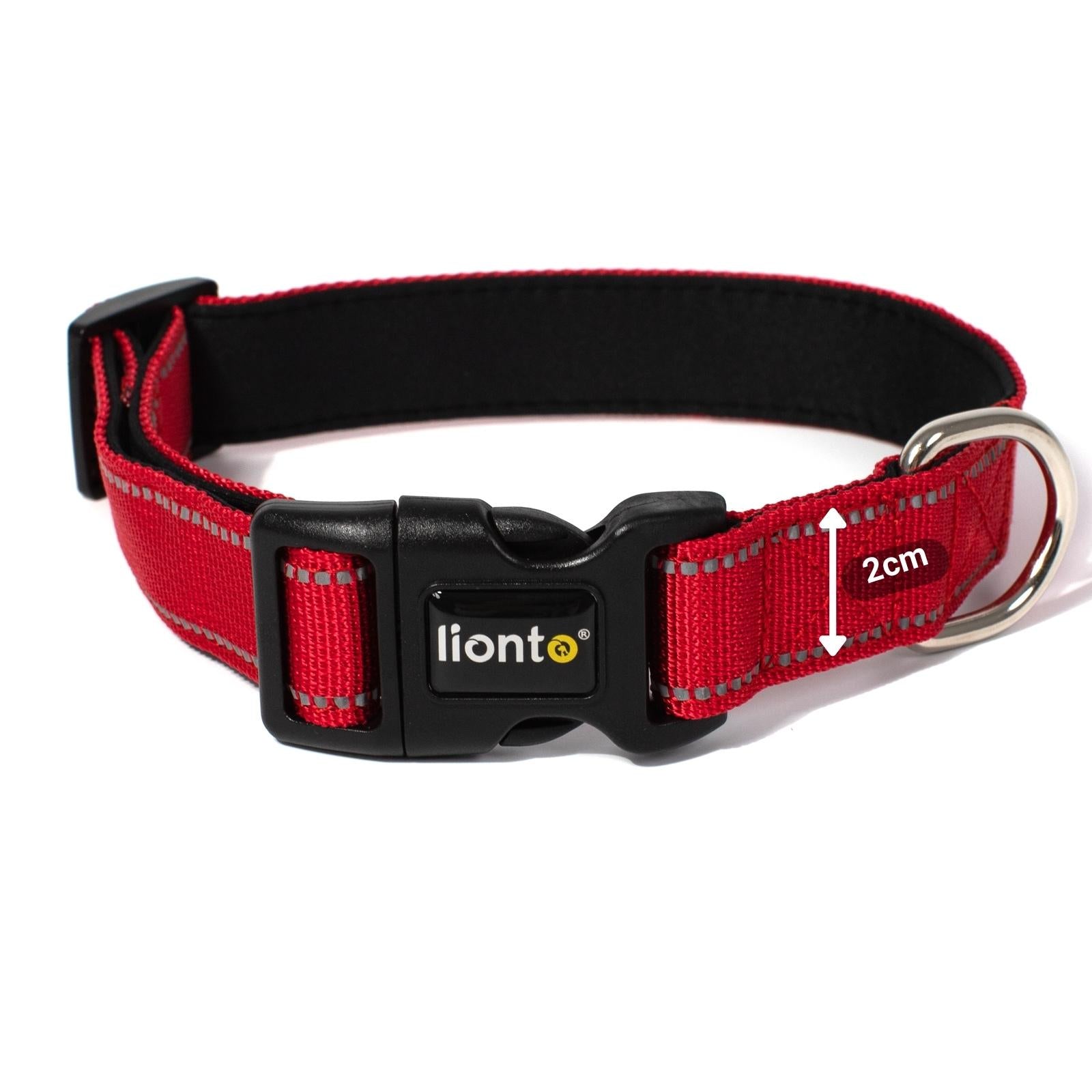 Lionto Collare Cane M 35-50 cm Imbottito Nero Riflettente