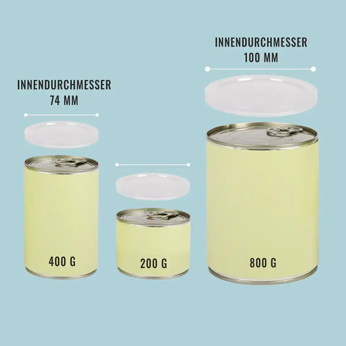 Rudelkönig Coperchio Lattine 800g Bianco 3 Pezzi Ermetico