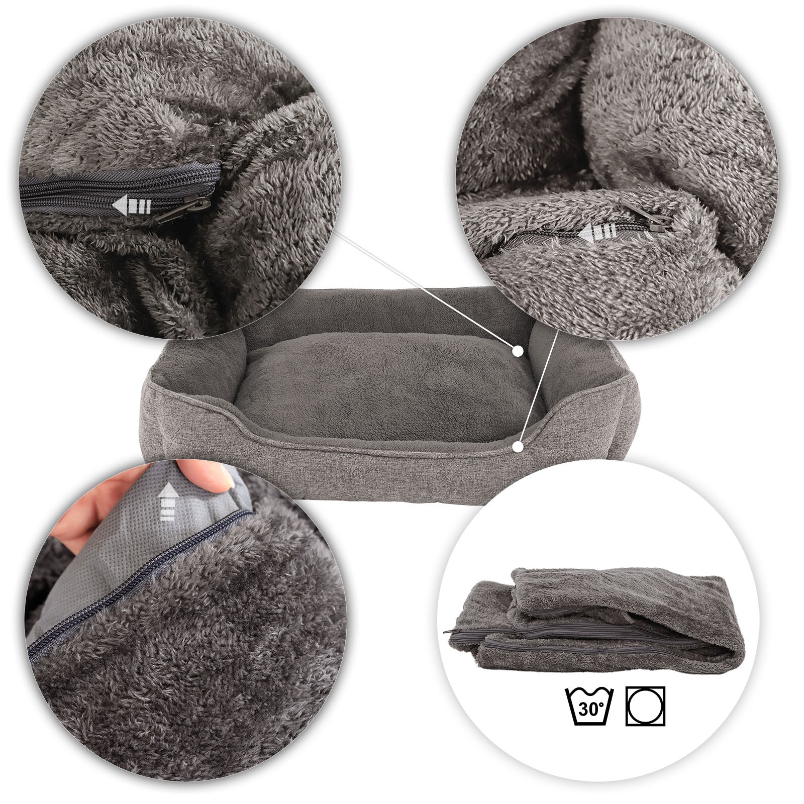 Lionto Katzenbettchen divano gatto sfoderabile grigio 75x60 cm