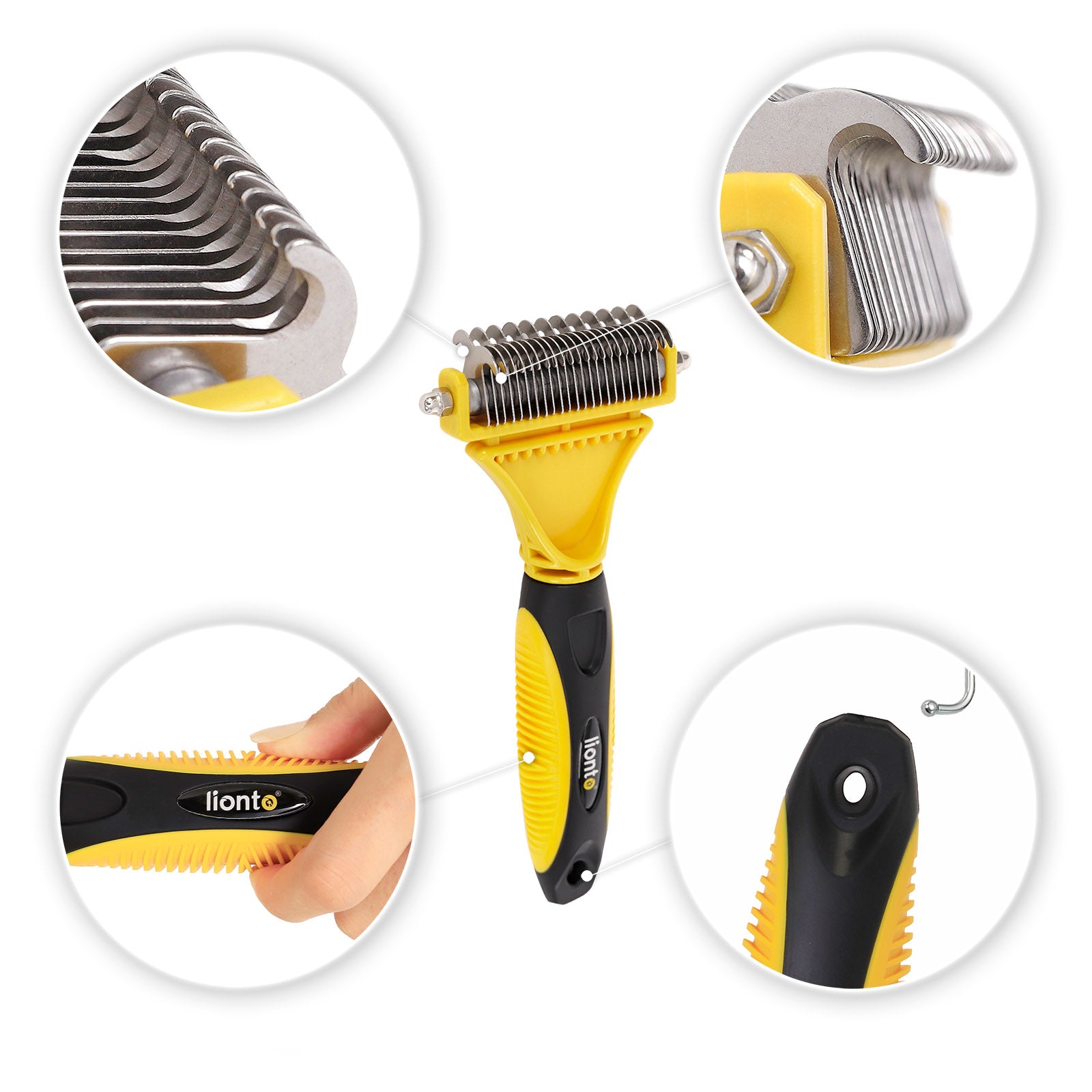 Lionto Katzenbürsten spazzola autopulente pelo lungo nero-giallo
