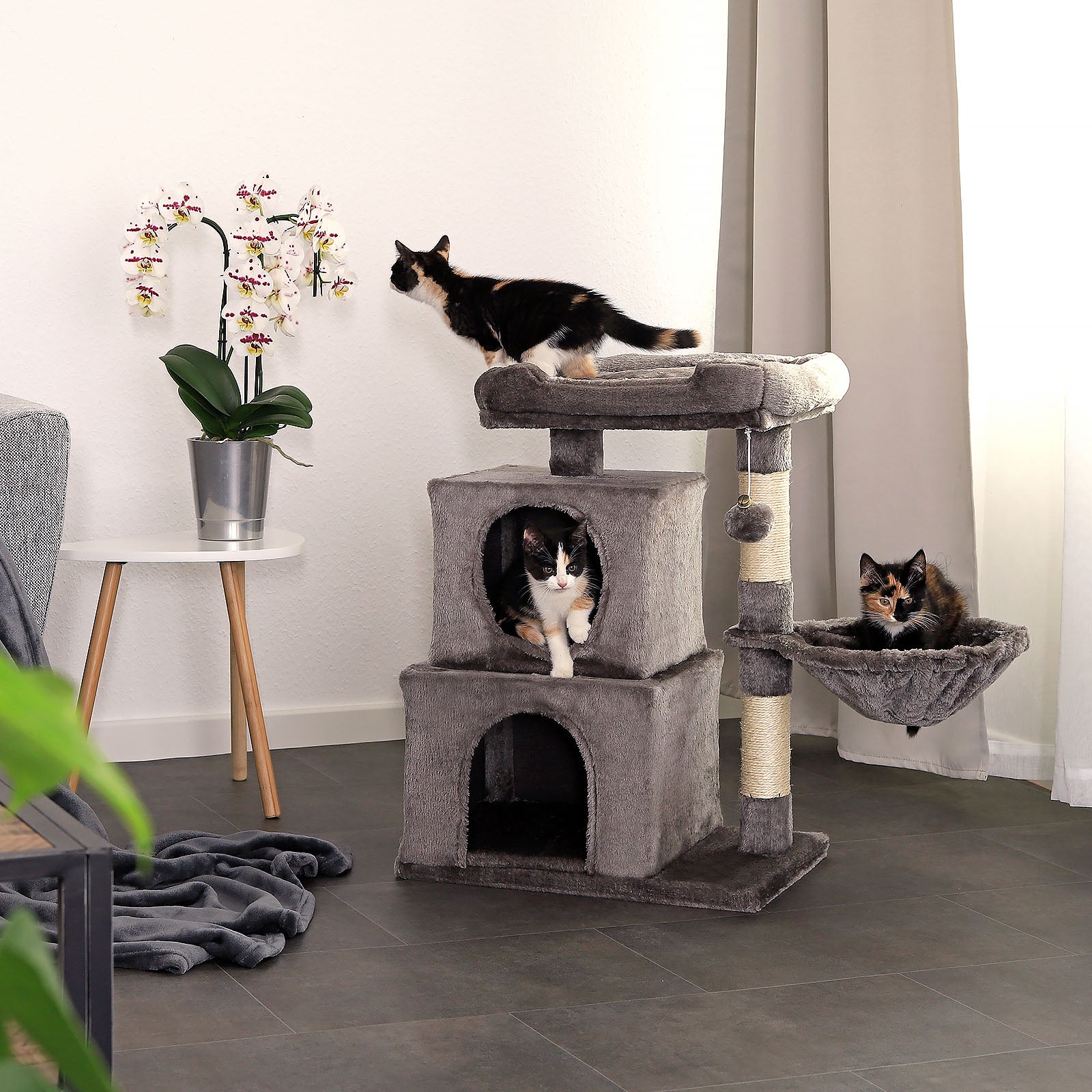 Lionto Kratzbaum tiragraffi gatti 70 cm grigio chiaro sisal