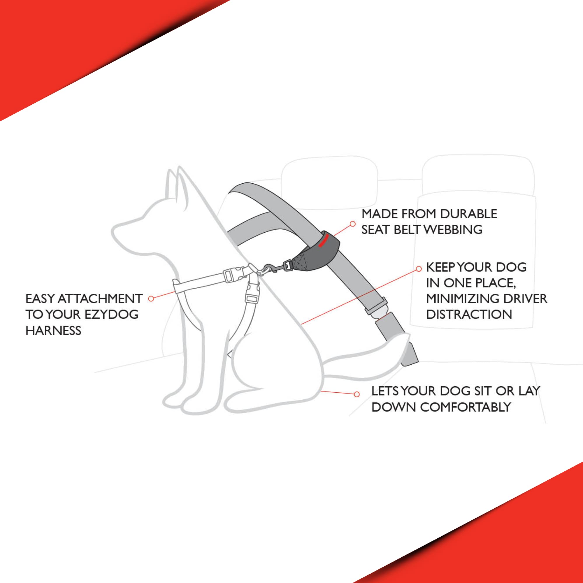 EzyDog Travel Accessories Cintura Auto Cane Nera Universale