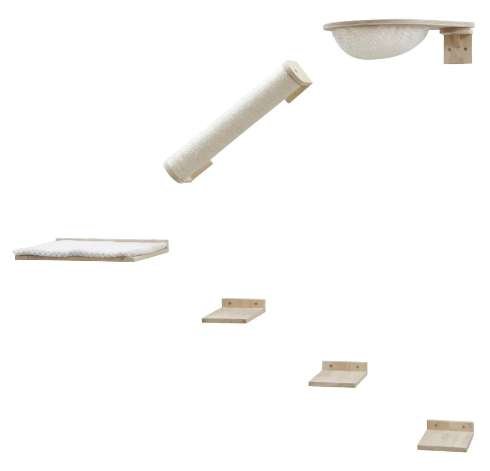 Kerbl Pet Rocky parete arrampicata gatto legno 6 pezzi sisal