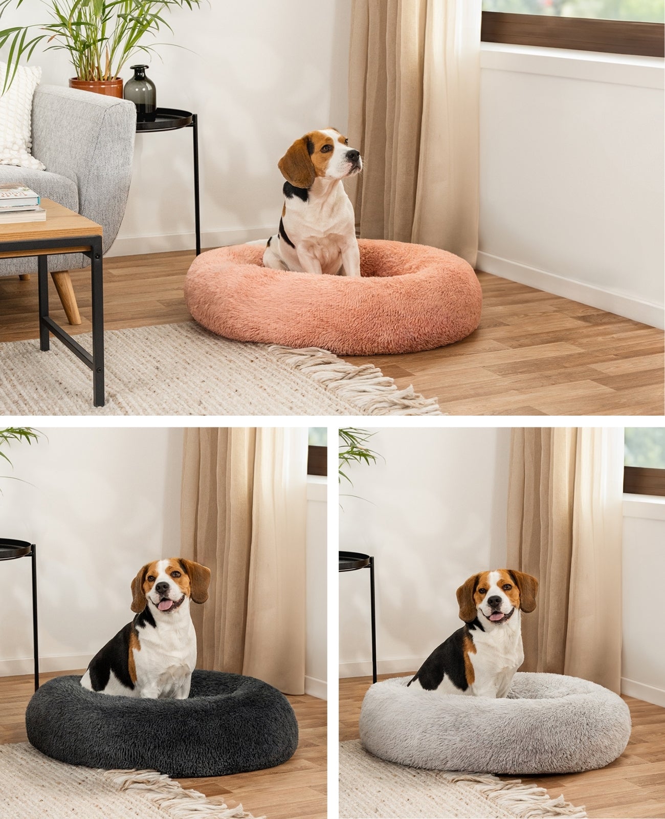 Lionto Hundebetten cuccia donut 60 cm grigio scuro peluche