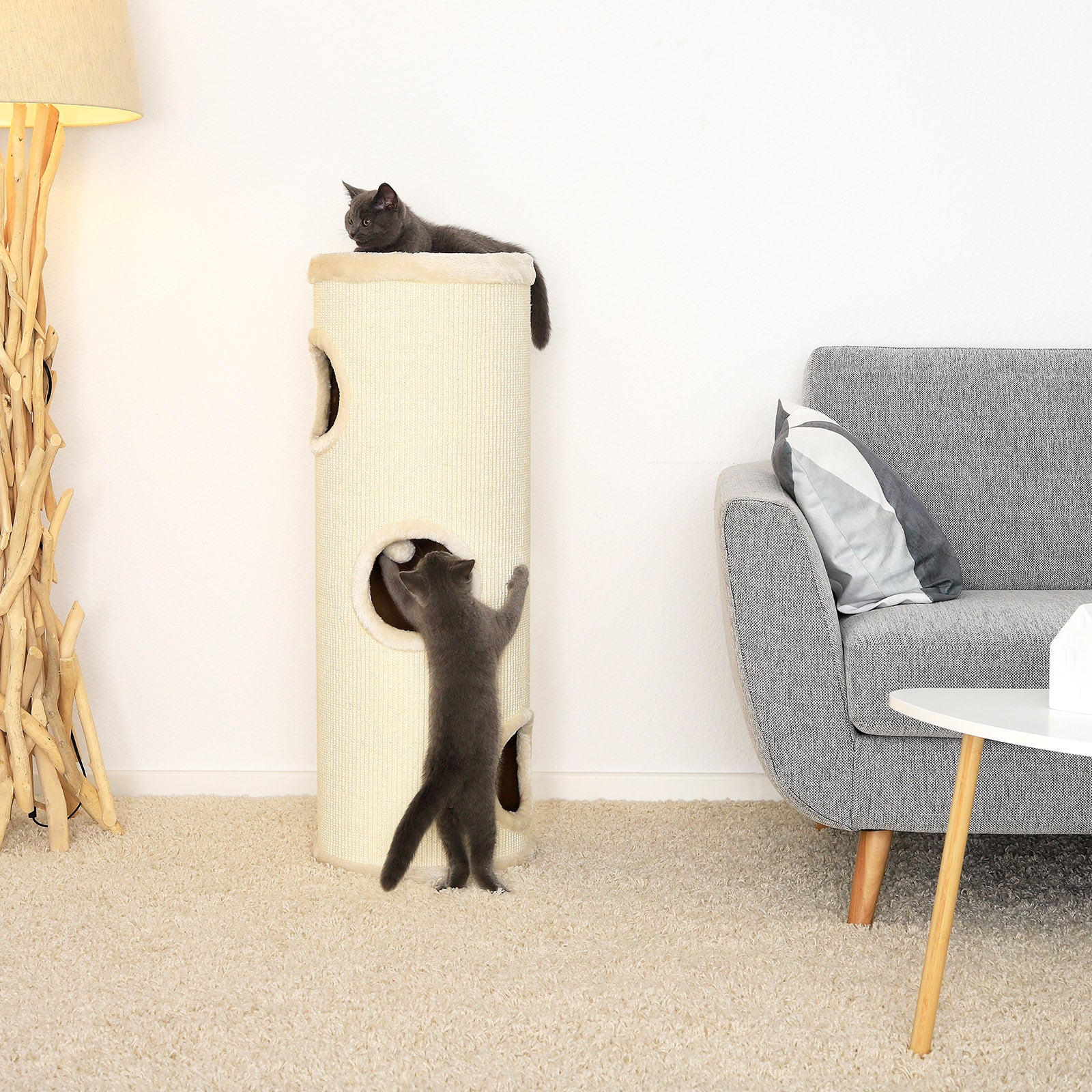 Lionto Katzenkratzbäume tiragraffi gatti beige 50 cm sisal