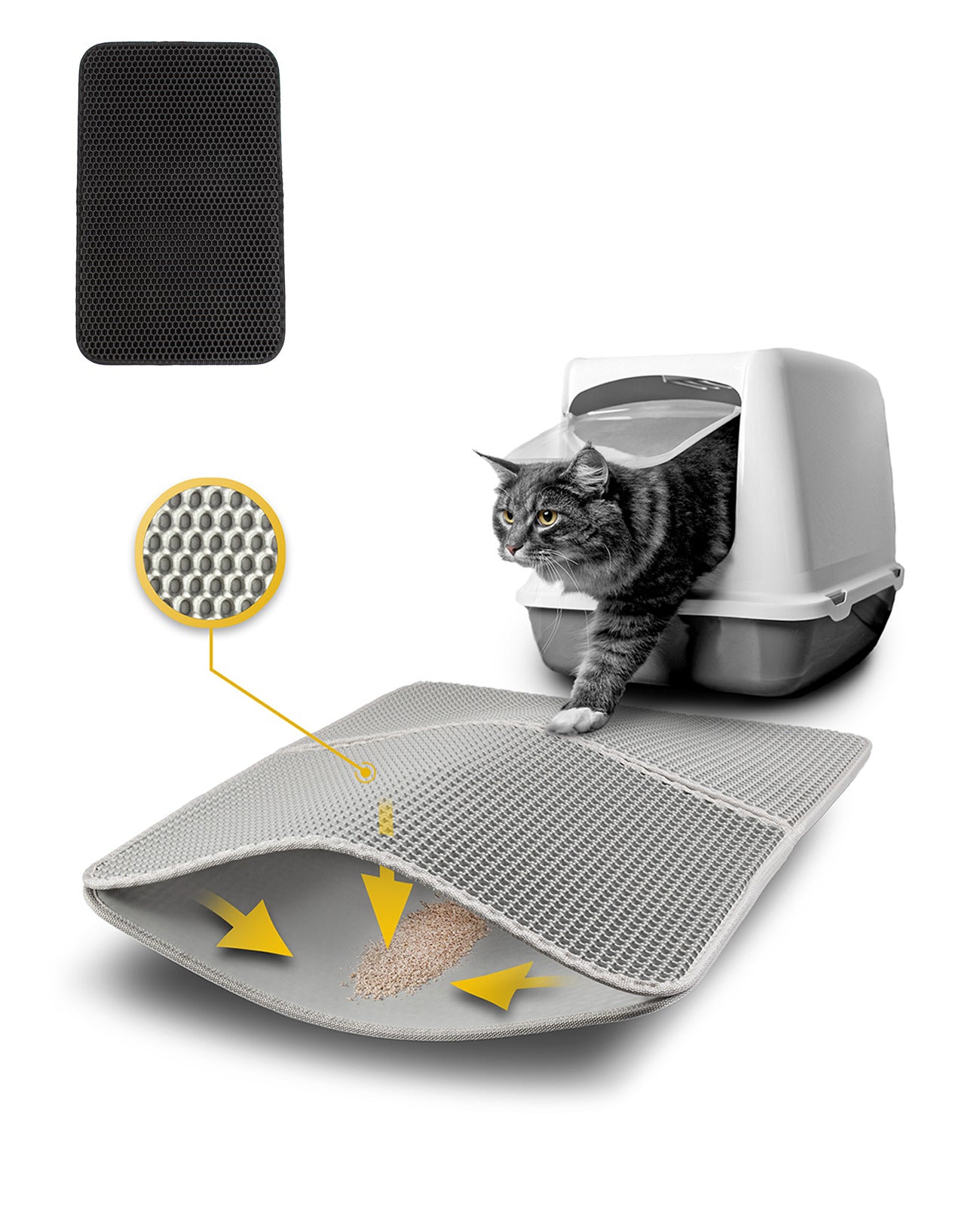 Lionto Katzenpflege tappetino lettiera gatto grigio 76x61 cm EVA