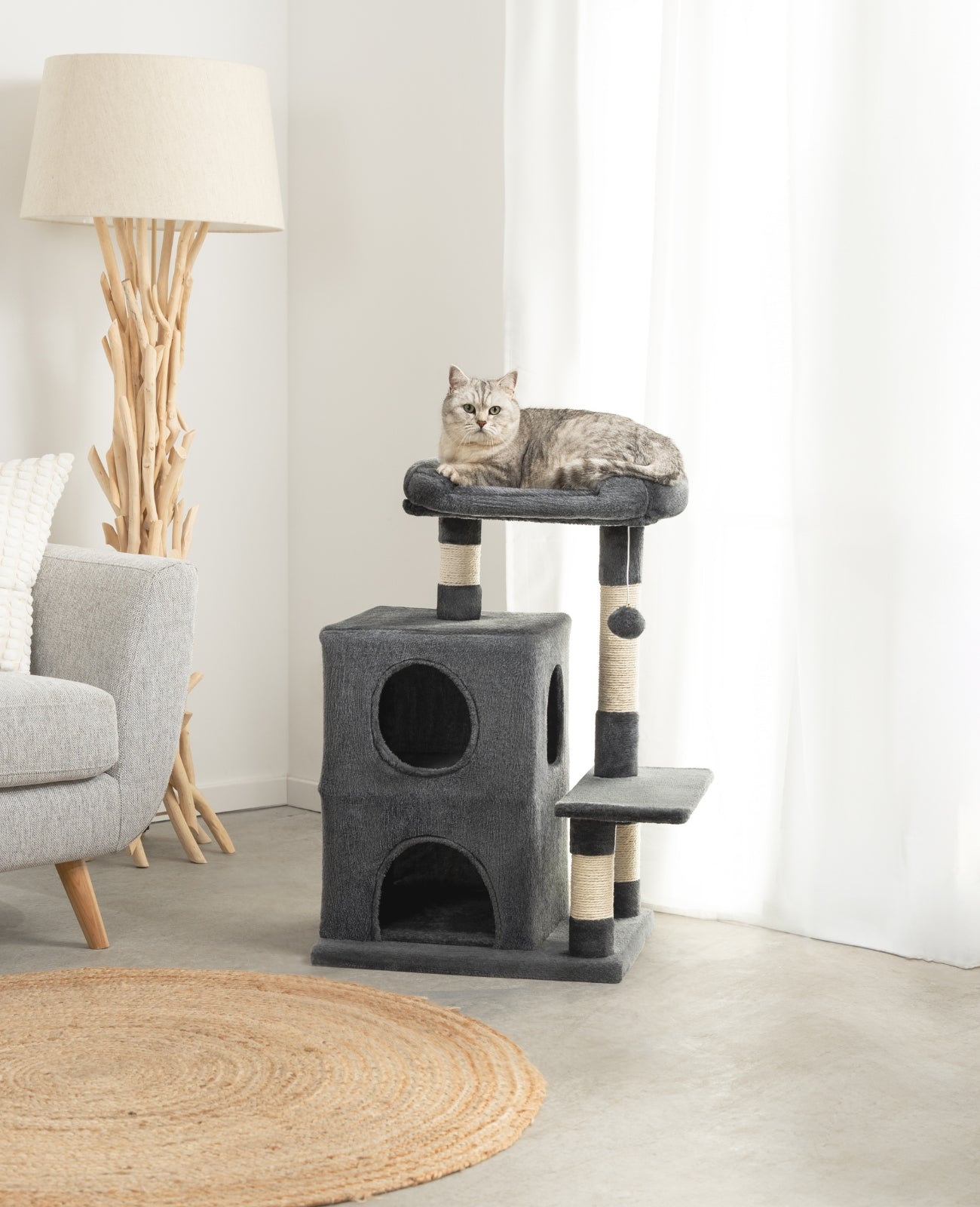 Lionto Katzenkratzbäume tiragraffi gatto 80 cm grigio chiaro