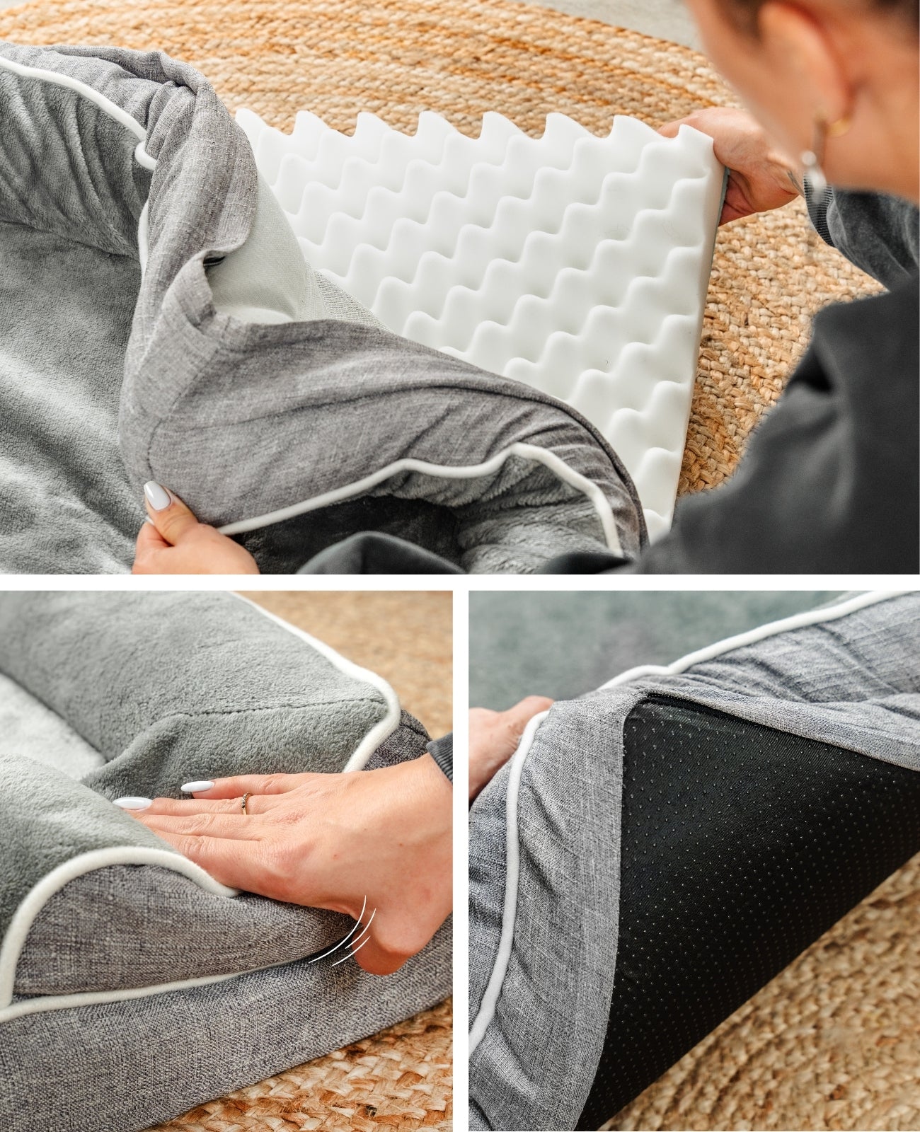 Lionto Hundebetten cuccia cane 122x89x20 cm grigia ortopedica