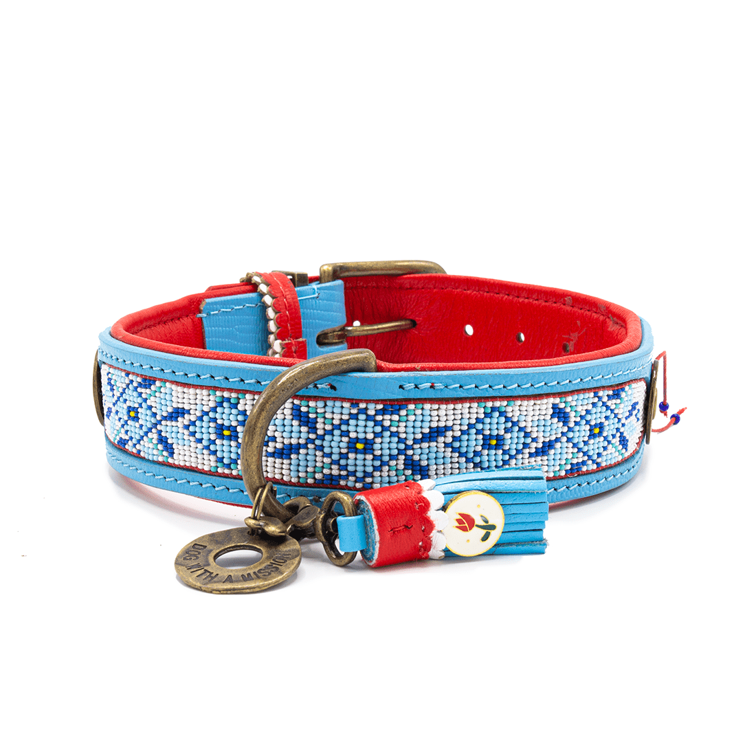 Dog with a Mission Dutchie Collare Cane L Azzurro Pelle