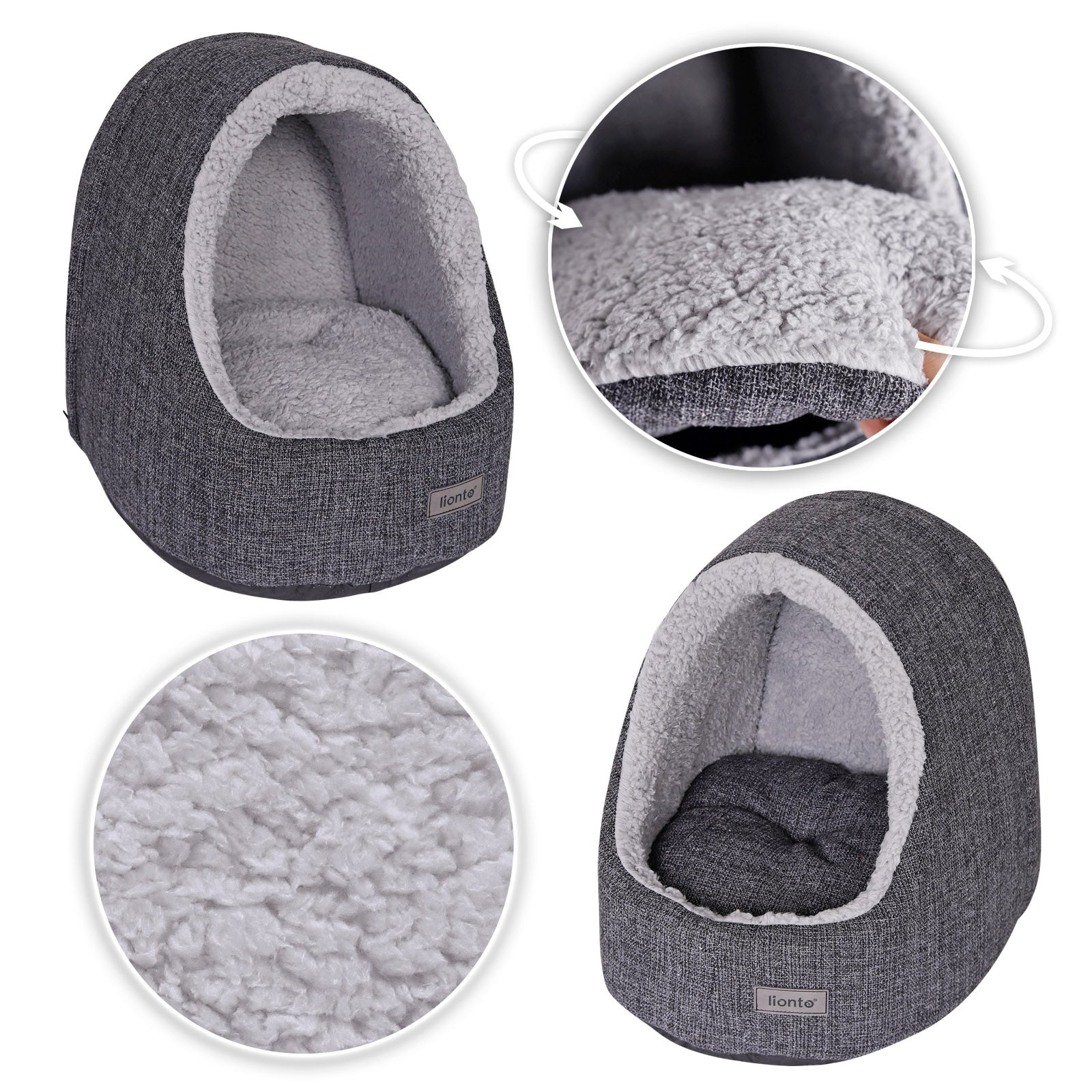 Lionto Katzenbettchen grotta gatto 40x35x38 cm grigio scuro
