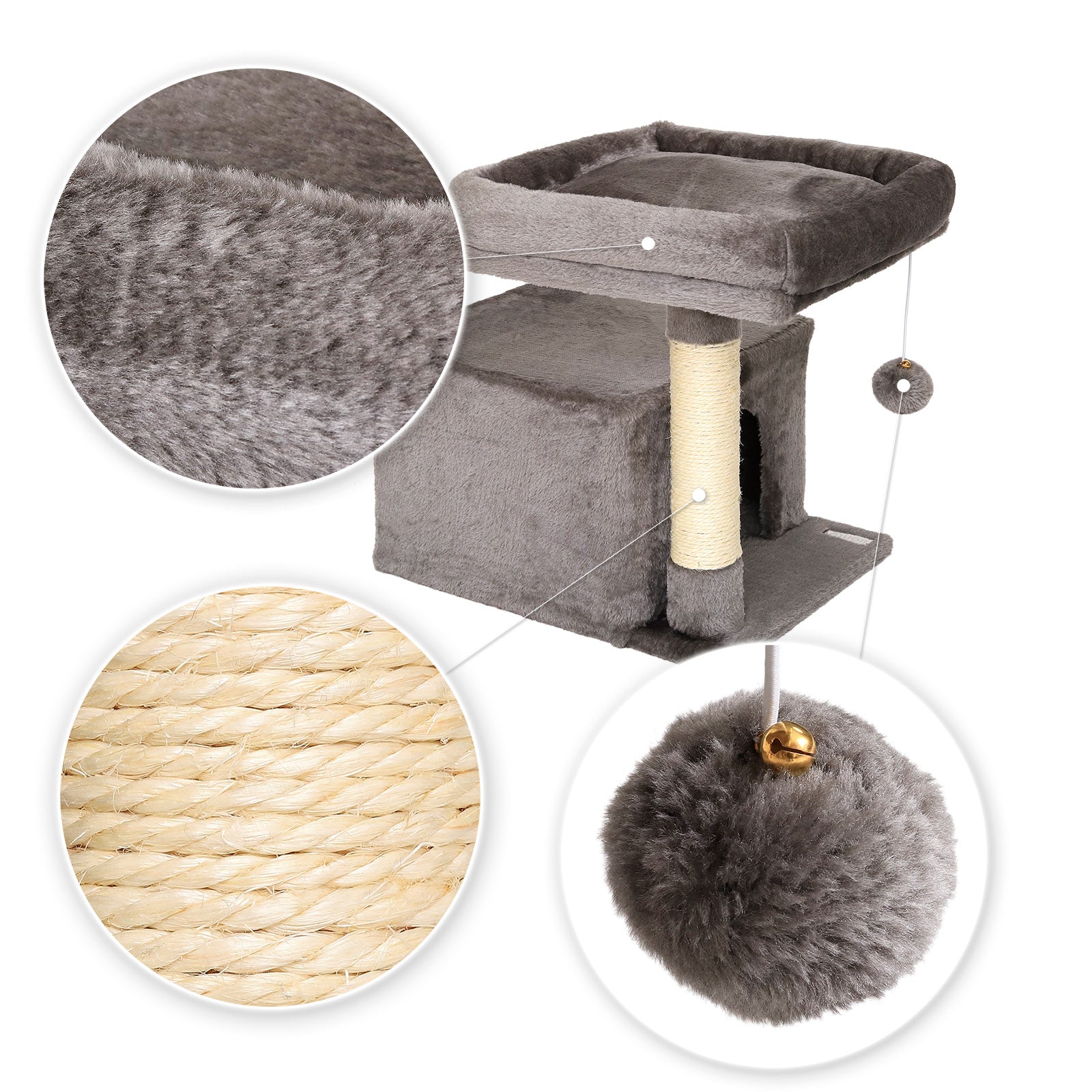 Lionto Katzenkratzbäume tiragraffi gatto 50 cm grigio sisal