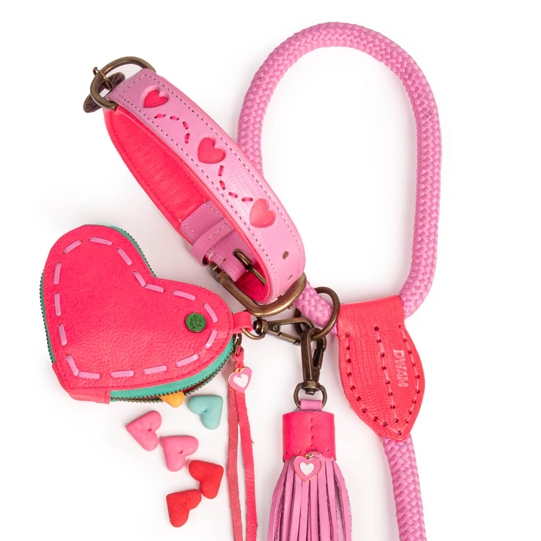 Dog with a Mission Sweety sacchetto premi cuore rosa in pelle