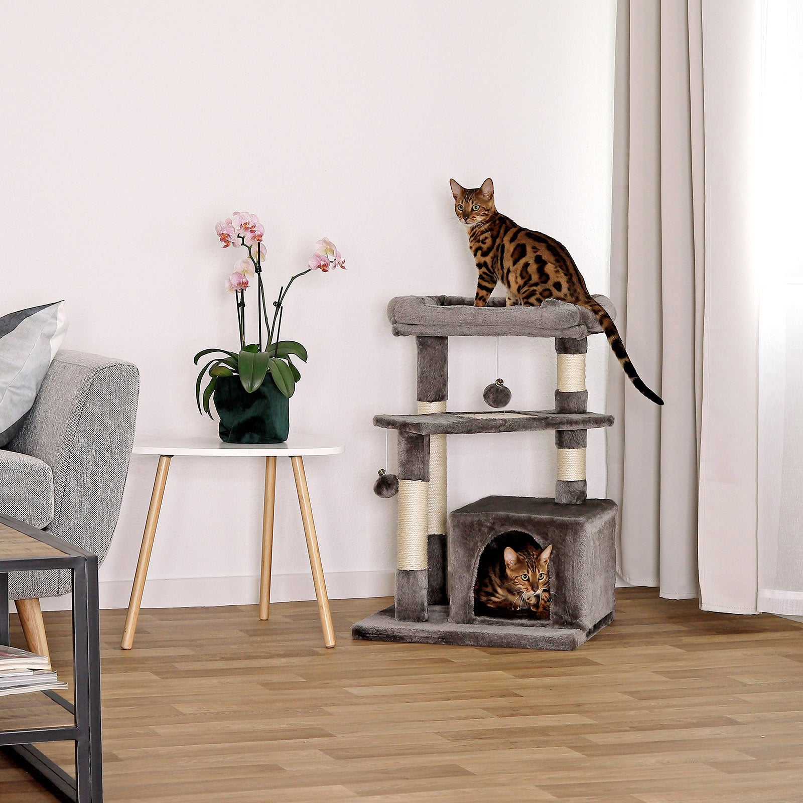 Lionto tiragraffi gatto grigio chiaro 75 cm cuccia sisal