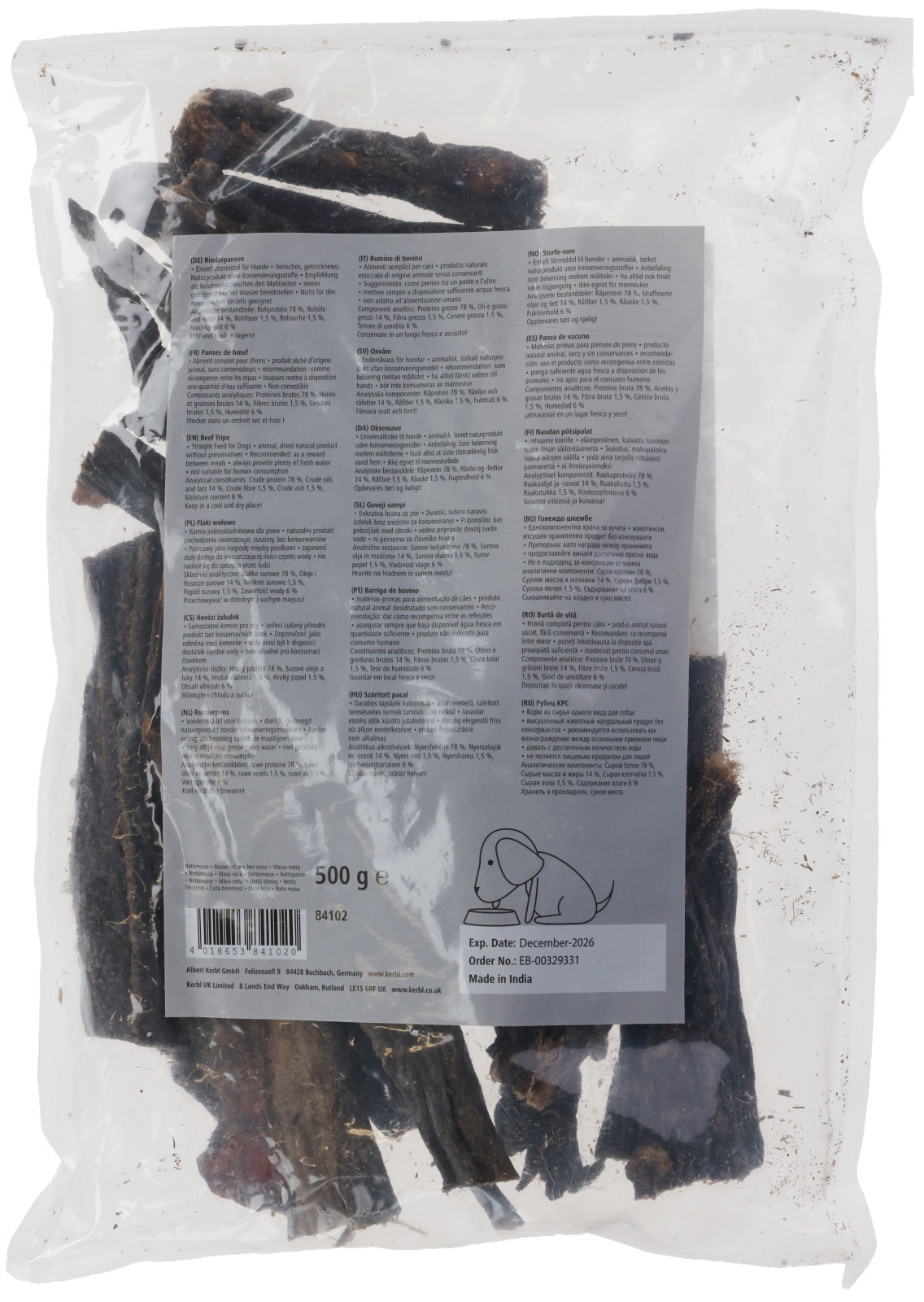 Kerbl Pet Beef Tripe snack masticativo cane al manzo