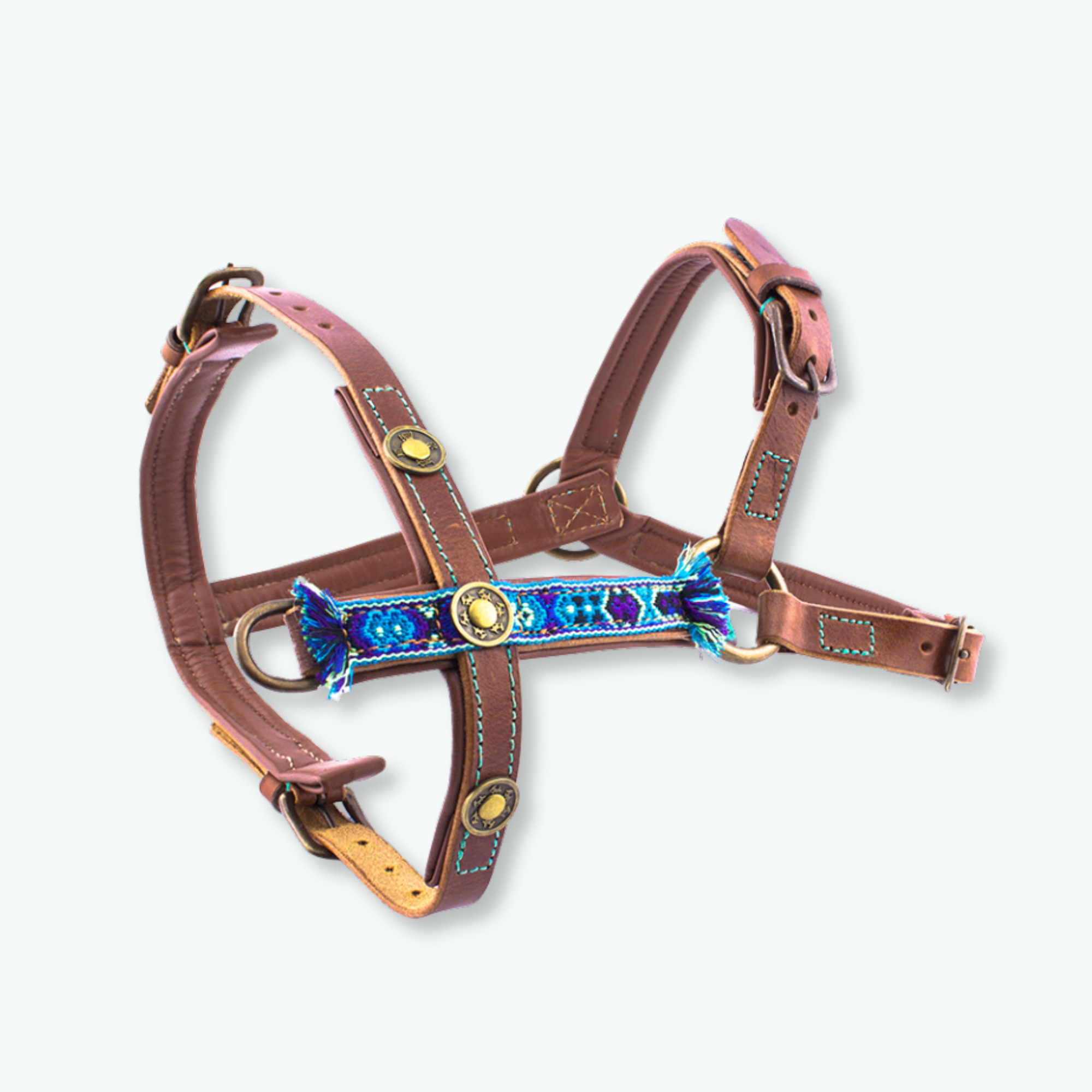 Dog with a Mission Boho Juan pettorina cane pelle blu XS 35,5-44 cm